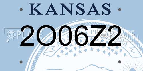 2O06Z2 Kansas License Plate