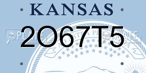 2O67T5 Kansas License Plate