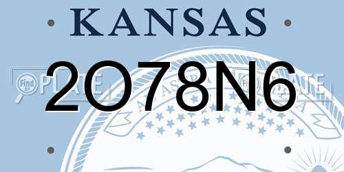 2O78N6 Kansas License Plate