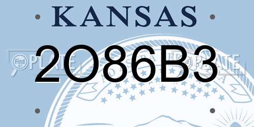 2O86B3 Kansas License Plate