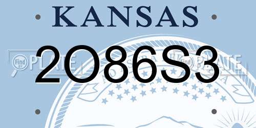2O86S3 Kansas License Plate