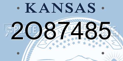 2O87485 Kansas License Plate