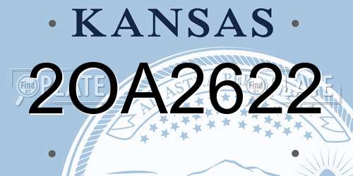 2OA2622 Kansas License Plate