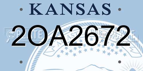2OA2672 Kansas License Plate