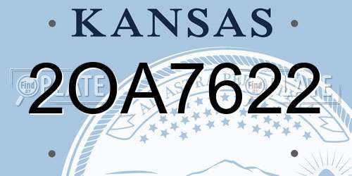 2OA7622 Kansas License Plate