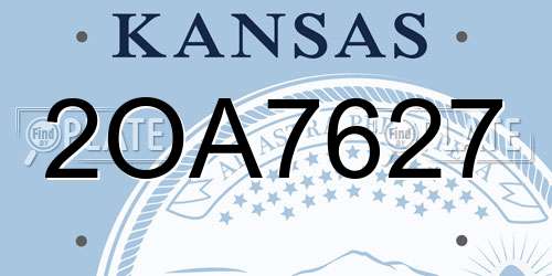 2OA7627 Kansas License Plate