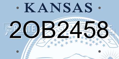 2OB2458 Kansas License Plate