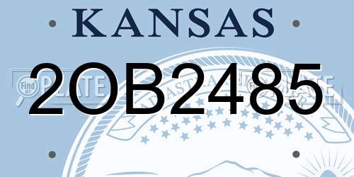 2OB2485 Kansas License Plate
