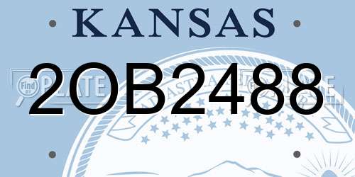 2OB2488 Kansas License Plate