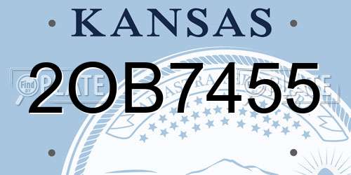2OB7455 Kansas License Plate