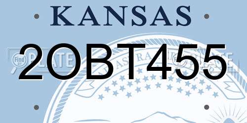 2OBT455 Kansas License Plate