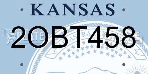 2OBT458 Kansas License Plate