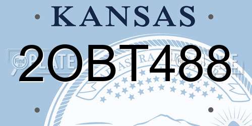 2OBT488 Kansas License Plate