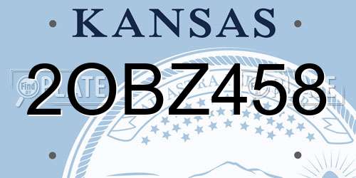 2OBZ458 Kansas License Plate