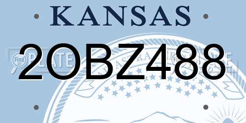 2OBZ488 Kansas License Plate