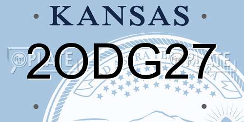 2ODG27 Kansas License Plate