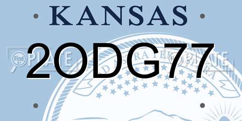 2ODG77 Kansas License Plate