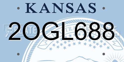 2OGL688 Kansas License Plate