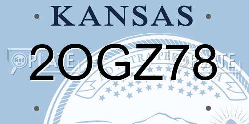 2OGZ78 Kansas License Plate