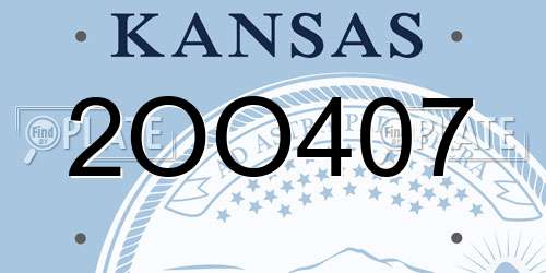 2OO407 Kansas License Plate