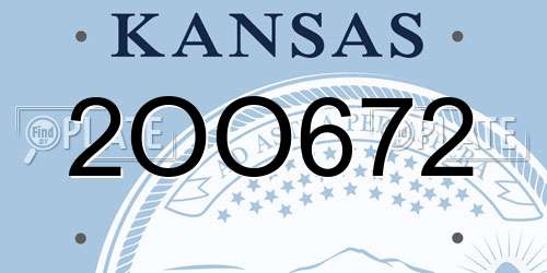 2OO672 Kansas License Plate
