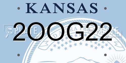 2OOG22 Kansas License Plate