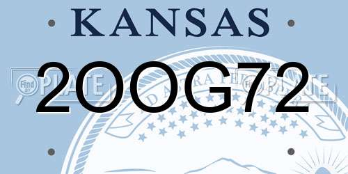 2OOG72 Kansas License Plate