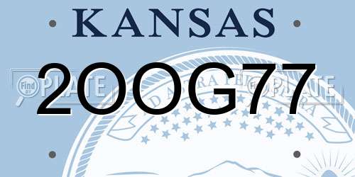 2OOG77 Kansas License Plate
