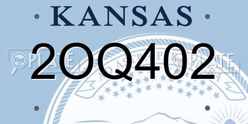 2OQ402 Kansas License Plate