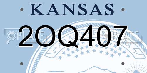 2OQ407 Kansas License Plate