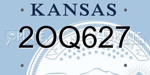2OQ627 Kansas License Plate
