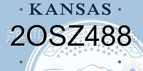 2OSZ488 Kansas License Plate