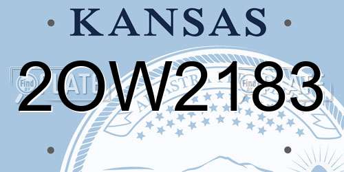 2OW2183 Kansas License Plate