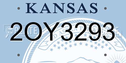 2OY3293 Kansas License Plate