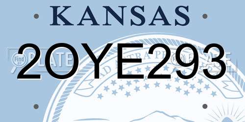 2OYE293 Kansas License Plate