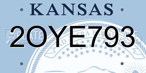 2OYE793 Kansas License Plate