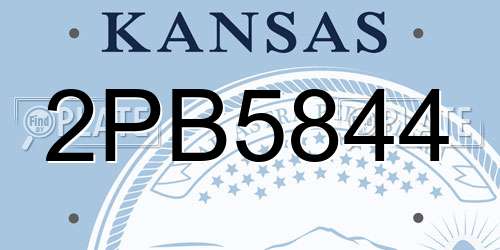 2PB5844 Kansas License Plate