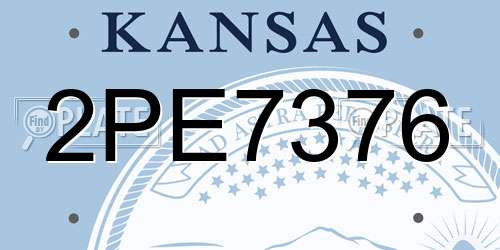2PE7376 Kansas License Plate