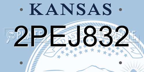 2PEJ832 Kansas License Plate