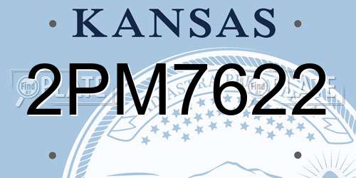 2PM7622 Kansas License Plate