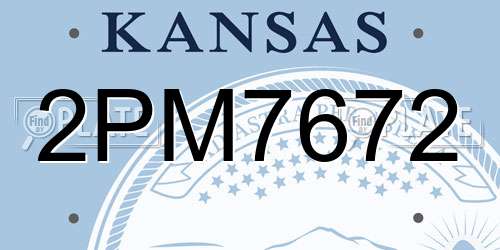 2PM7672 Kansas License Plate