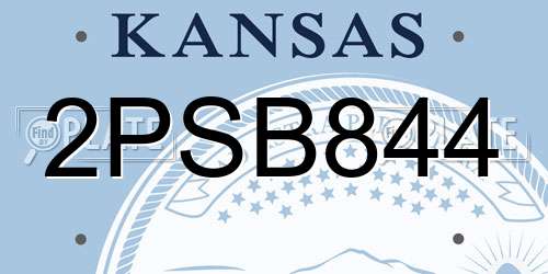 2PSB844 Kansas License Plate