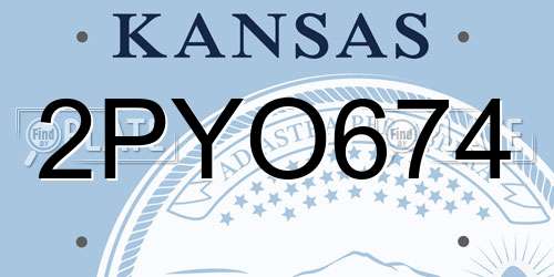 2PYO674 Kansas License Plate