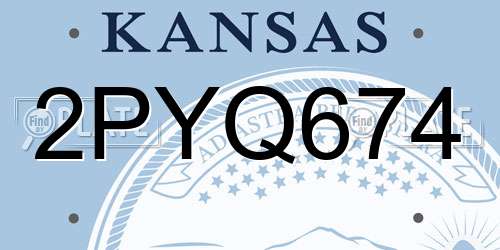 2PYQ674 Kansas License Plate