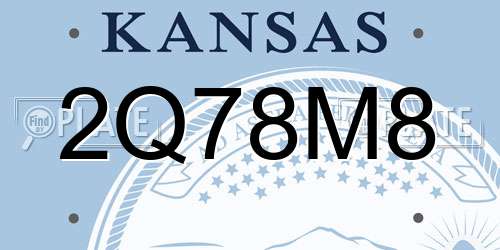 2Q78M8 Kansas License Plate