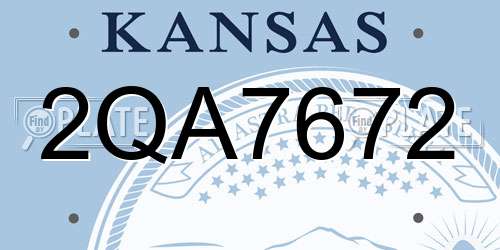 2QA7672 Kansas License Plate