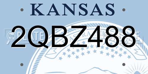 2QBZ488 Kansas License Plate