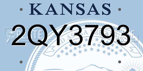 2QY3793 Kansas License Plate