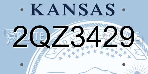 2QZ3429 Kansas License Plate