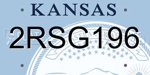 2RSG196 Kansas License Plate